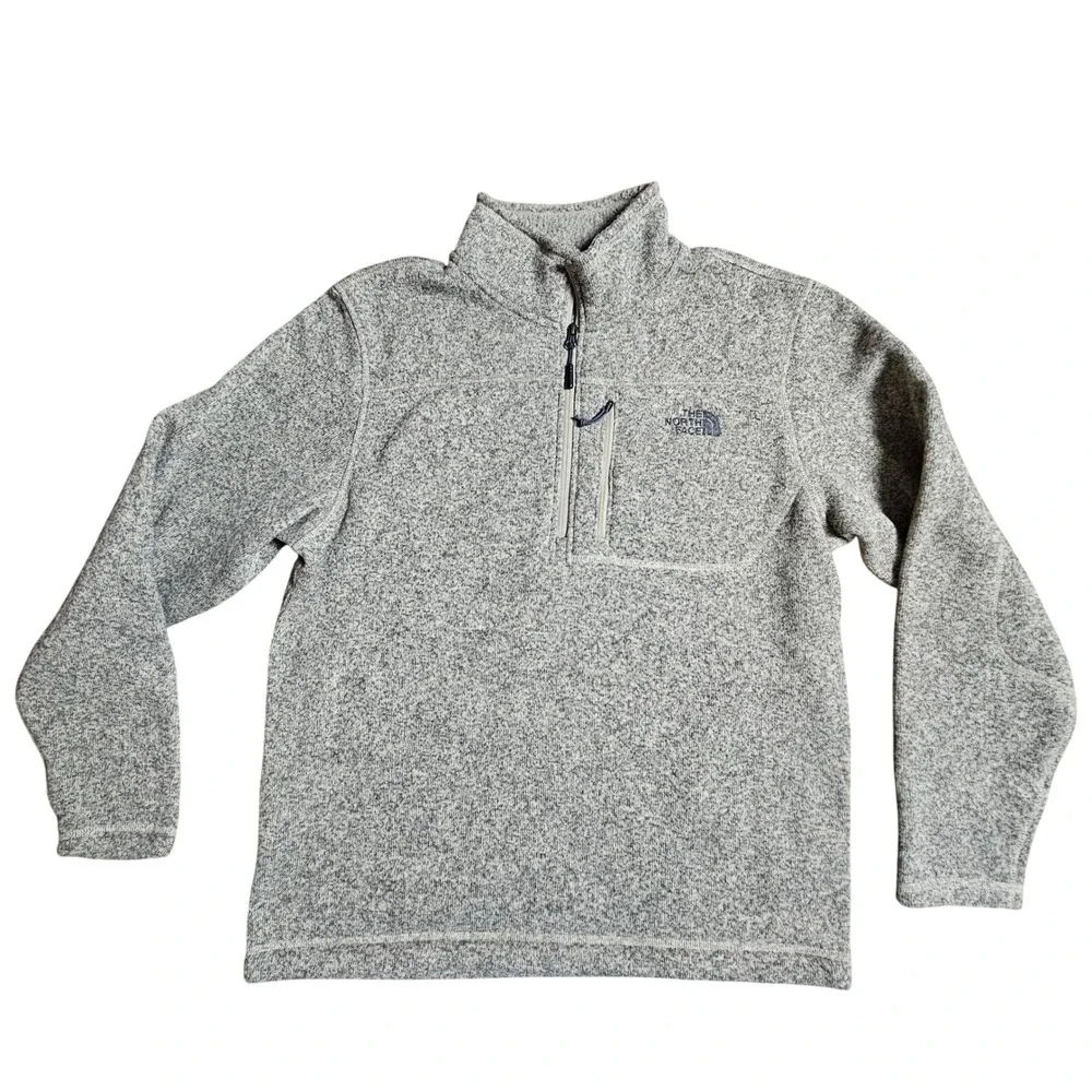 The North Face Mens Gordon Lyons Quarter Zip Fleece Pullover L Heather Gray‎